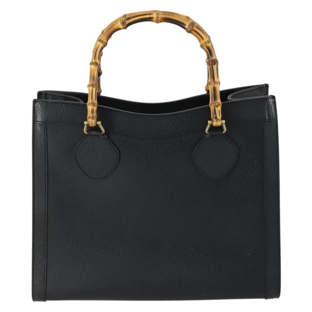 GUCCI Bamboo Hand Bag Leather Black Gold 002 1186 0260 Auth 156902 - Picture 2 of 16
